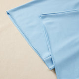 Saturday Mood Set Loose Tee Drawstring Wide Leg Pants 2pcs Outfit - Blue