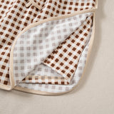 Gingham Crew Neck Long Sleeve Top and Skort Set