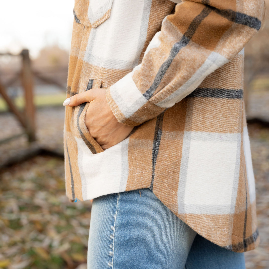 Beth Plaid Shacket - Sand