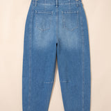 Fallon Blue Medium Wash Cuffed Barrel Jeans