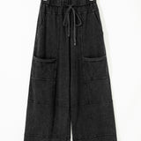 Hannah Mineral Wash Exposed Seam Wide Leg Cargo Pants - Black | Dropship
