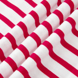 Collette Stripe Scalloped Trim Round Neck T Shirt - Red