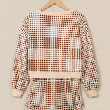 Gingham Crew Neck Long Sleeve Top and Skort Set