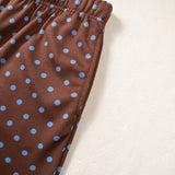 Jane Polka Dot Drawstring Wide Leg Long Sleeve Top Pant Set