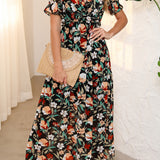 Haisley V Neck Short Sleeve Maxi Dress