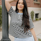 Striped Boyfriend Tee - Black