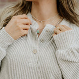 Addison Ribbed Texture Drop Shoulder Henley Knit Top