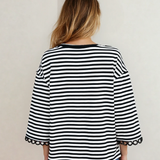 Amira Lace Trim Bell Sleeve Top - Black