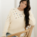 Gemma Flower Embroidered Detail Casual Sweater
