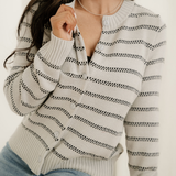 Ariana Button Front Ribbed Trim Short Cardigan