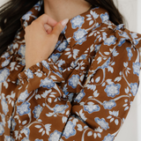 Luella Ruffled Detail Shirt Collar Button Down Long Sleeve Dress