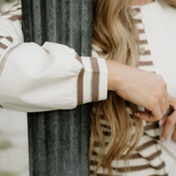 Bennie Stripe Stitched Detail Color Block Pullover Top