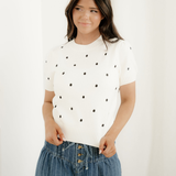 River Polka Dot Bubble Short Sleeve Sweater