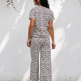 Feel Good Set Leopard Print Casual Tee and Pants 2pcs Outfit - Beige