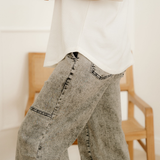 Shiloh Acid Wash Tie Waist Denim Pants