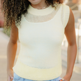Brielle Hollowed Knit Round Neck Sweater Vest