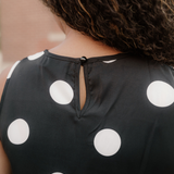 Paris Polka Dot Print Pleated Round Neck Tank Wide Leg Two-Piece Outfit