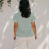 Collette Scalloped Trim Round Neck T Shirt -Green