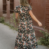 Calla V Neck Pleated Tiered Maxi Dress