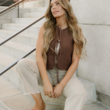 August Tie Up Vest - Brown