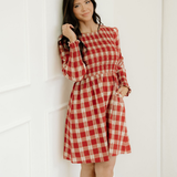 Presley Plaid Print Smocked Puff Sleeve Mini Dress