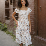 Estelle Smocked Square Neck Ruffle Short Sleeve Dress