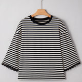 Amira Lace Trim Bell Sleeve Top - Black