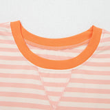 Weekend Retreat Set Contrast Neck Loose Tee and Drawstring Shorts Set - Pink