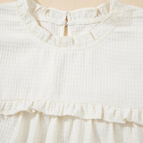 Clover Ruffle Trim Waffle Textured Blouse