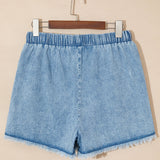 Finlee Frayed Edge Casual Denim Shorts