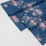 Monroe Floral Print Tie Elastic Waist Wide Leg Jeans