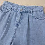 Danna Scalloped Trim Casual Denim Shorts