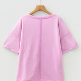 Hollis Mineral Wash Drop Shoulder Raw Edge Loose Tee
