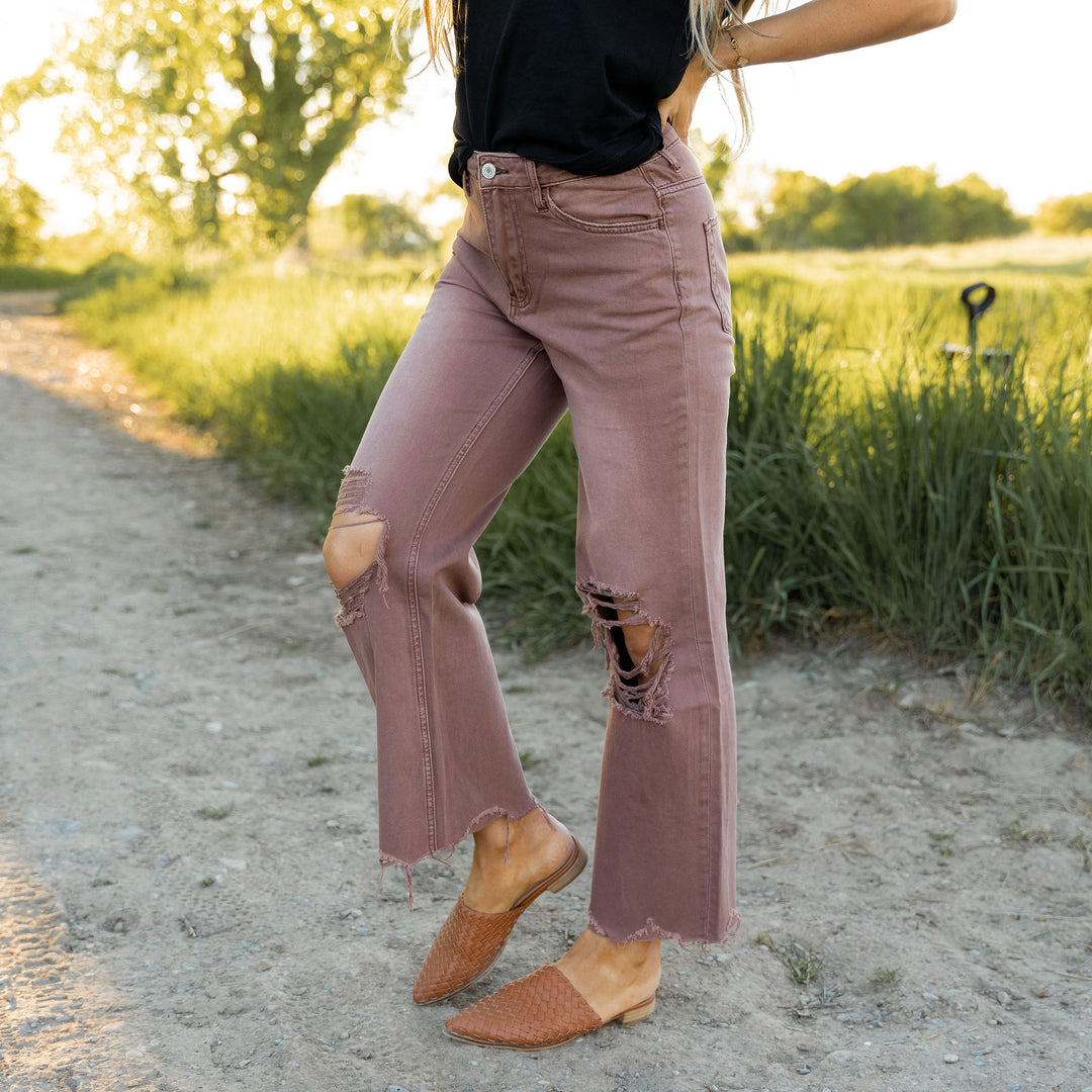 Channing Cropped Flare Jeans - Light Mahogany - Vervet