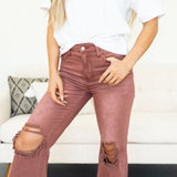 Channing Cropped Flare Jeans - Sangria - Vervet