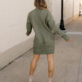 Cable Knit Sweater Dress - Green | Dropship