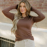 Rylie Basic Long Sleeve Tee - Brown