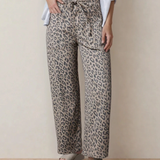 PREORDER Athena Leopard Print Drawstring Waist Pocketed Wide Leg Jeans | Dropship