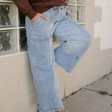 Beau Raw Hem Wide Leg Denim Pants