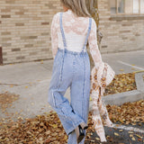 Brea Exposed Seam Wide Leg Denim Overalls | Dropship