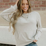 Addison Ribbed Texture Drop Shoulder Henley Knit Top