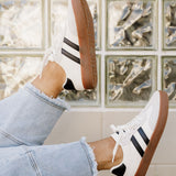 Leah Striped Lace Up Flat Sneakers | Dropship