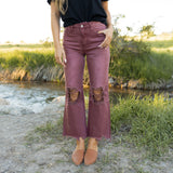 Channing Cropped Flare Jeans - Sangria - Vervet