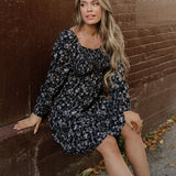 Isabella Long Sleeve Frilly Shirred Square Neck Mini Dress | Dropship