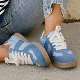 Eliana Blue Two Tone Suede Patched Lace Up Sneakers
