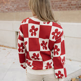 Flower Power Sweater | Red Dahlia