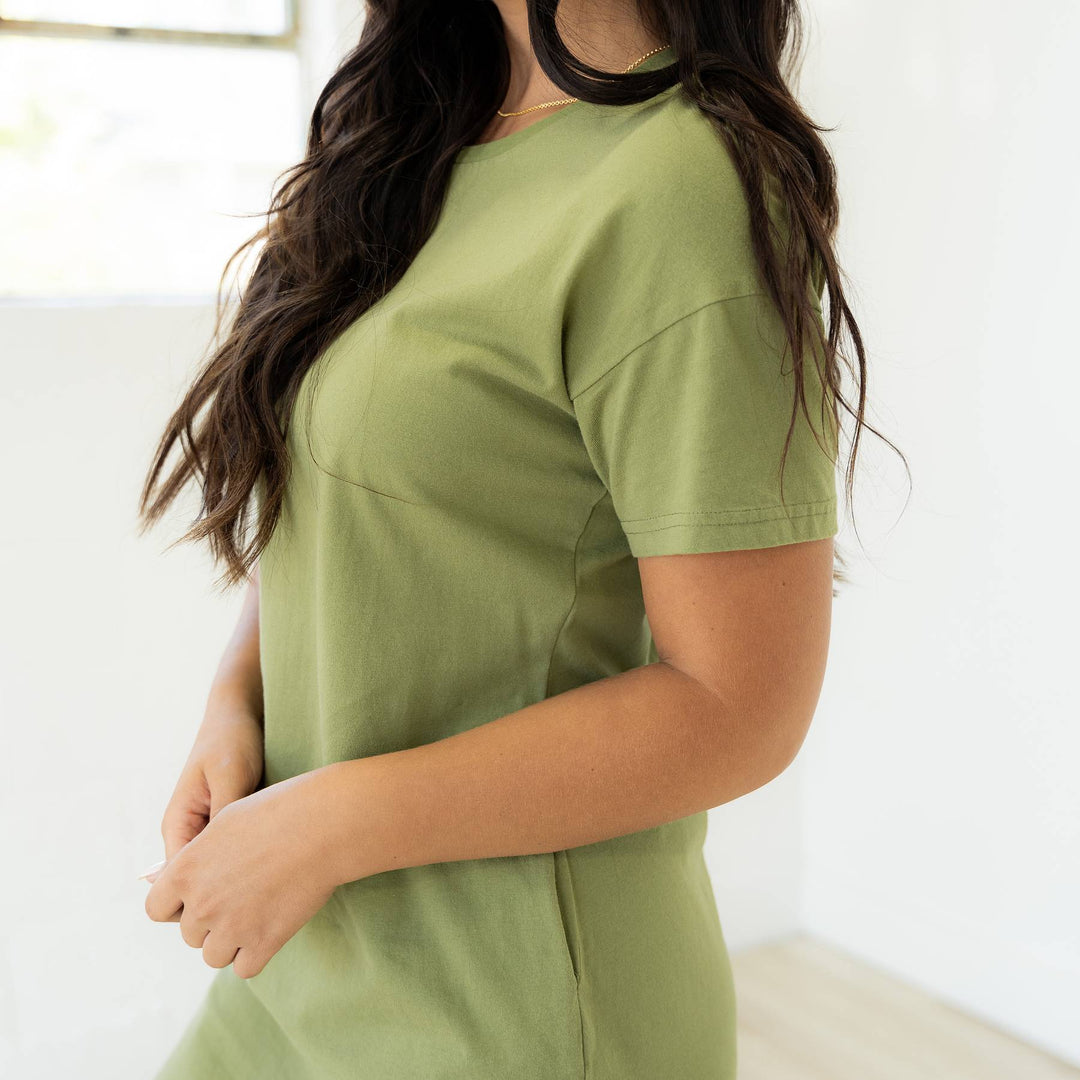 Ash Tee Shirt Dress - Basil