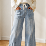Ruby Drawstring Waist Wide Leg Ankle Length Jeans