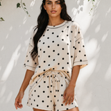 Dottie Short Sleeve Loose Top Drawstring Shorts Set
