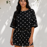Dottie Short Sleeve Loose Top Drawstring Shorts Set